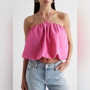NWT Express Pink Bubble Crop Top